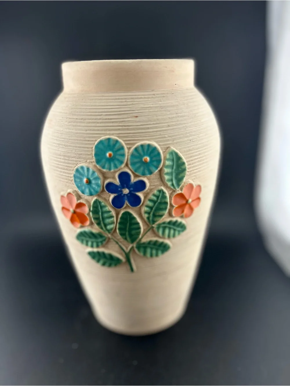Vintage Mid Century Made in Finland Ceramic Relief Vase